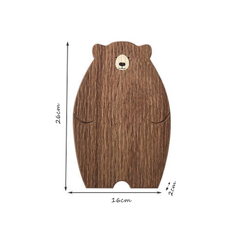 Personalized Wooden Cute Bear Shape Food Tray, Animal Shape Cheese Plate - Christmas Gift