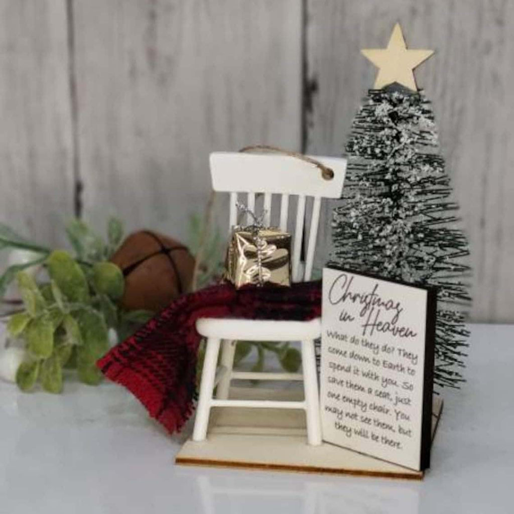 White Chair Set - Christmas in Heaven Chair Hanging Memorial Ornament