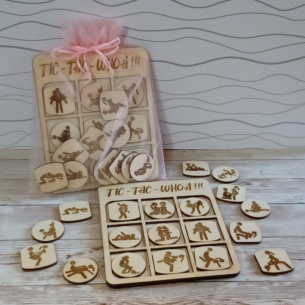 Personalized Wooden Tic Tac Woa - Intimate Game For Couples