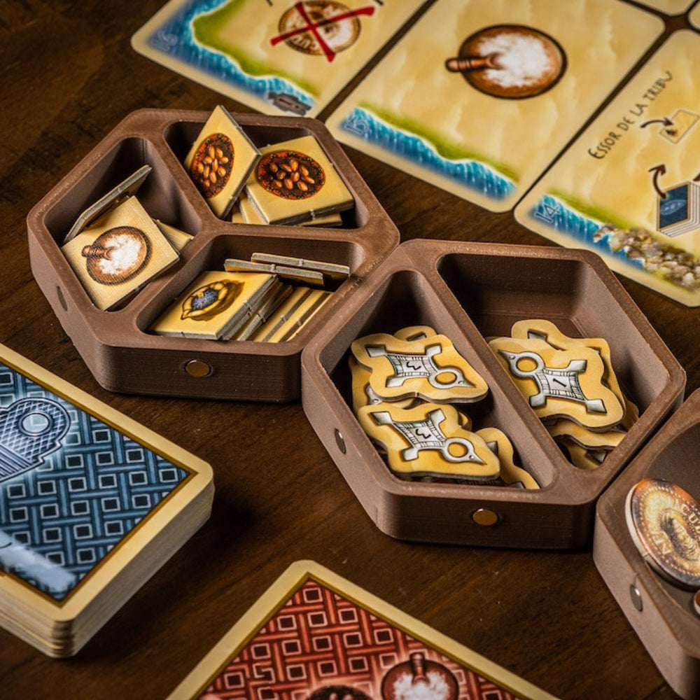 Set of 4 Wooden Hexagonal Magnetized Boardgame Trays