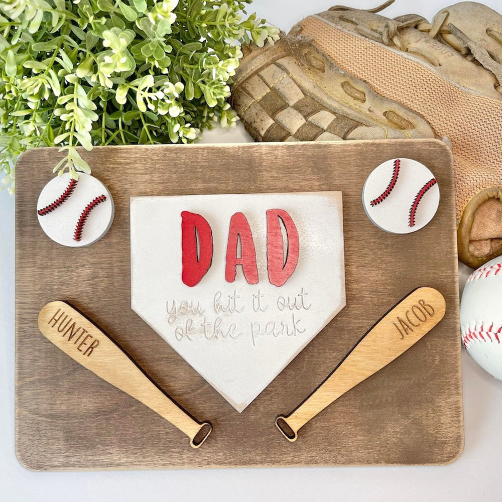 Personalized Baseball Wood Sign You Hit It Out Of The Park - Father's Day Gift