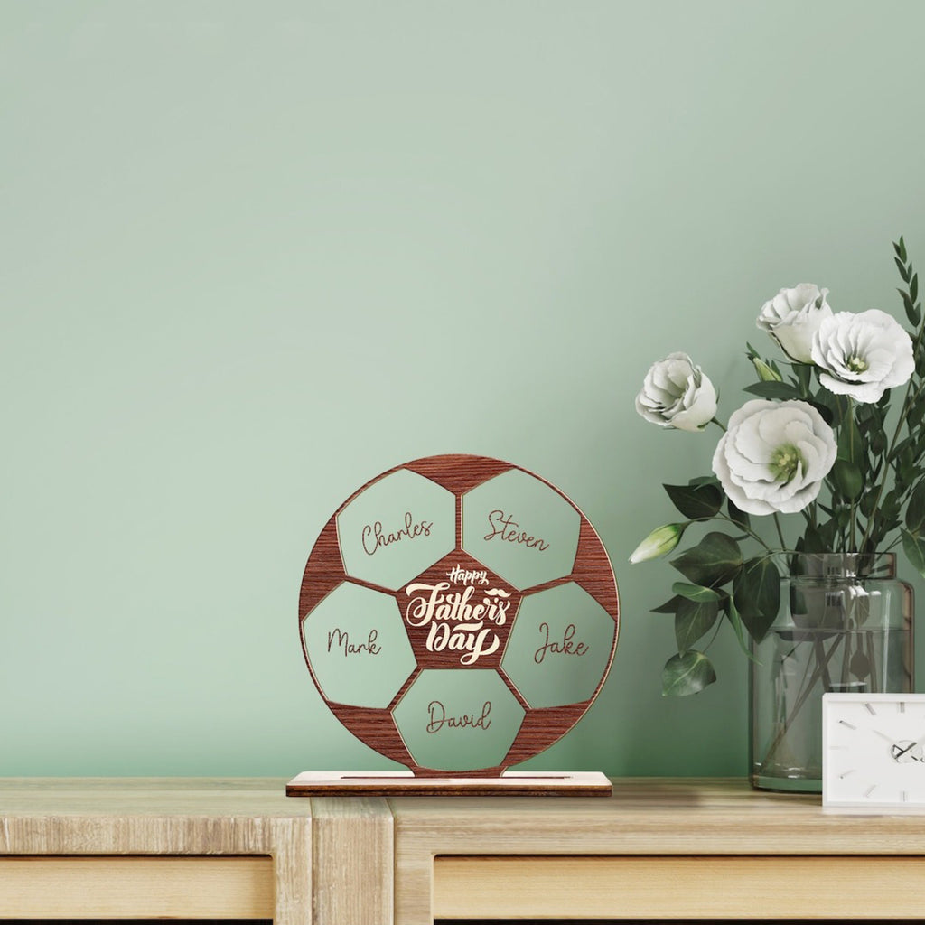 Personalized Wooden Acrylic Plaque Soccer Ball - Father's Day Gift