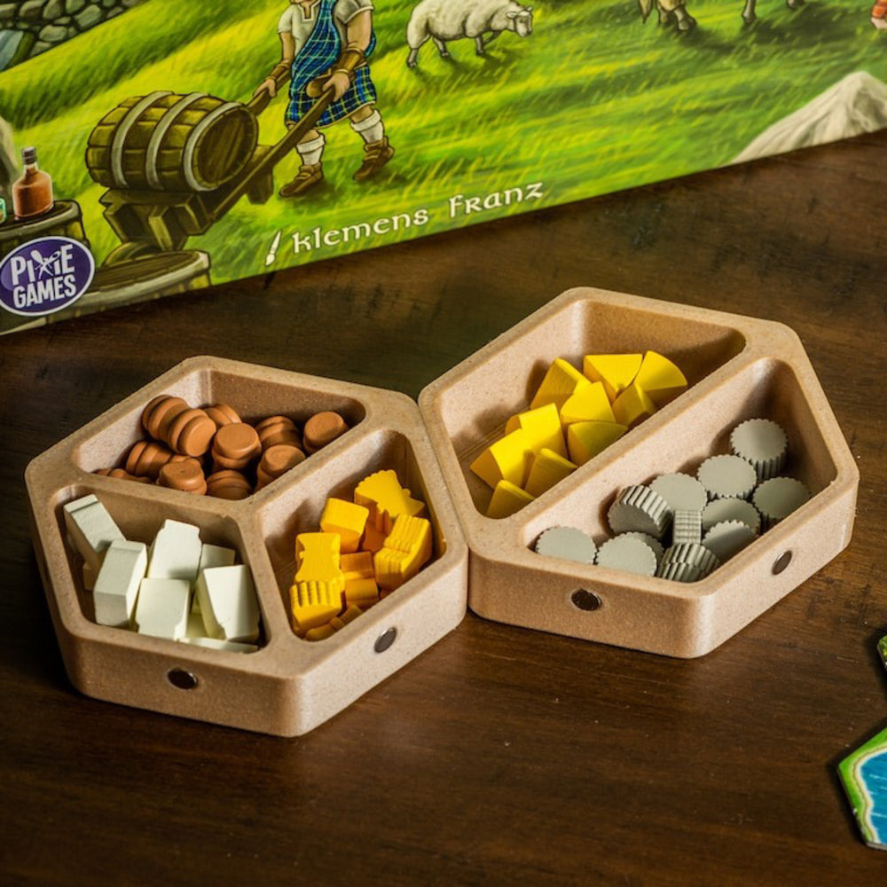 Set of 4 Wooden Hexagonal Magnetized Boardgame Trays