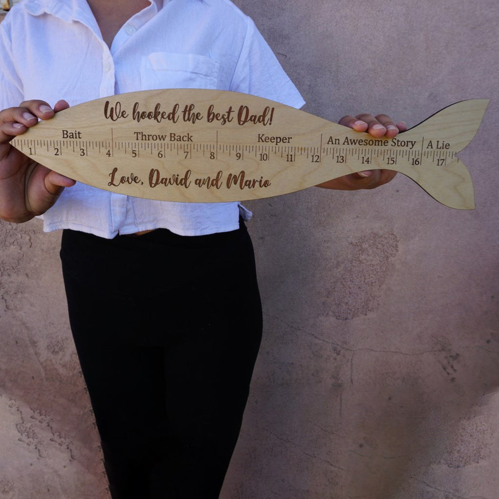 Personalized Wooden Fish Ruler For Dad - Father's Day Gift