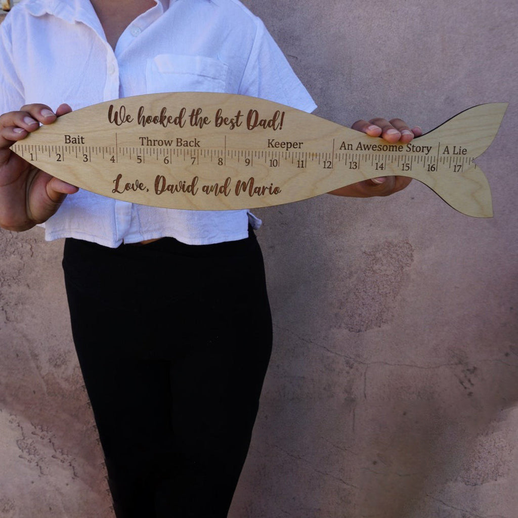 Personalized Wooden Fish Ruler For Dad and Grandpa - Father's Day Gift