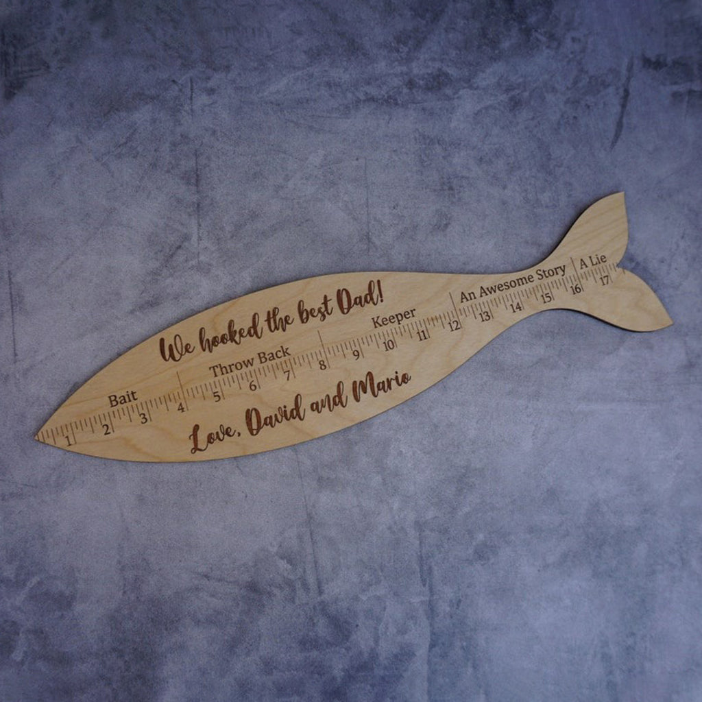 Personalized Wooden Fish Ruler For Dad and Grandpa - Father's Day Gift