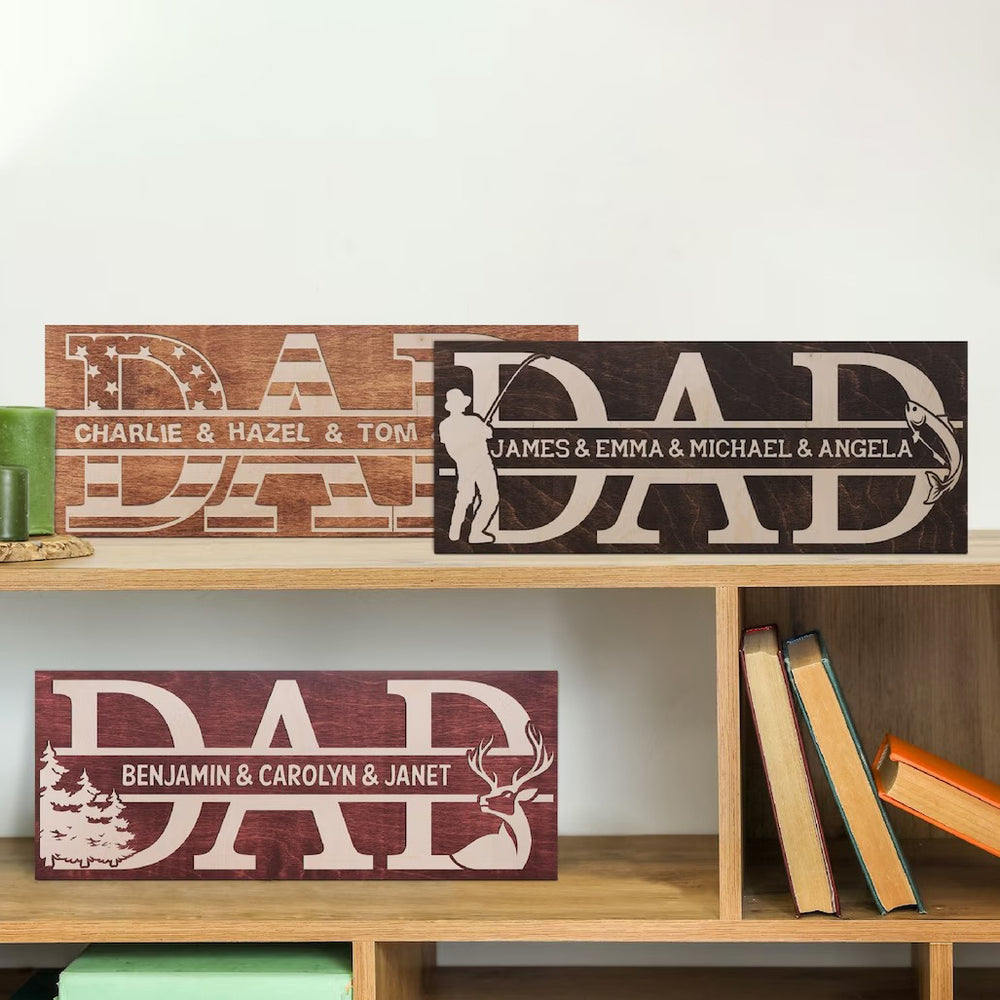 Personalized DAD Wooden Sign With Kids' Names - Father's Day Gift