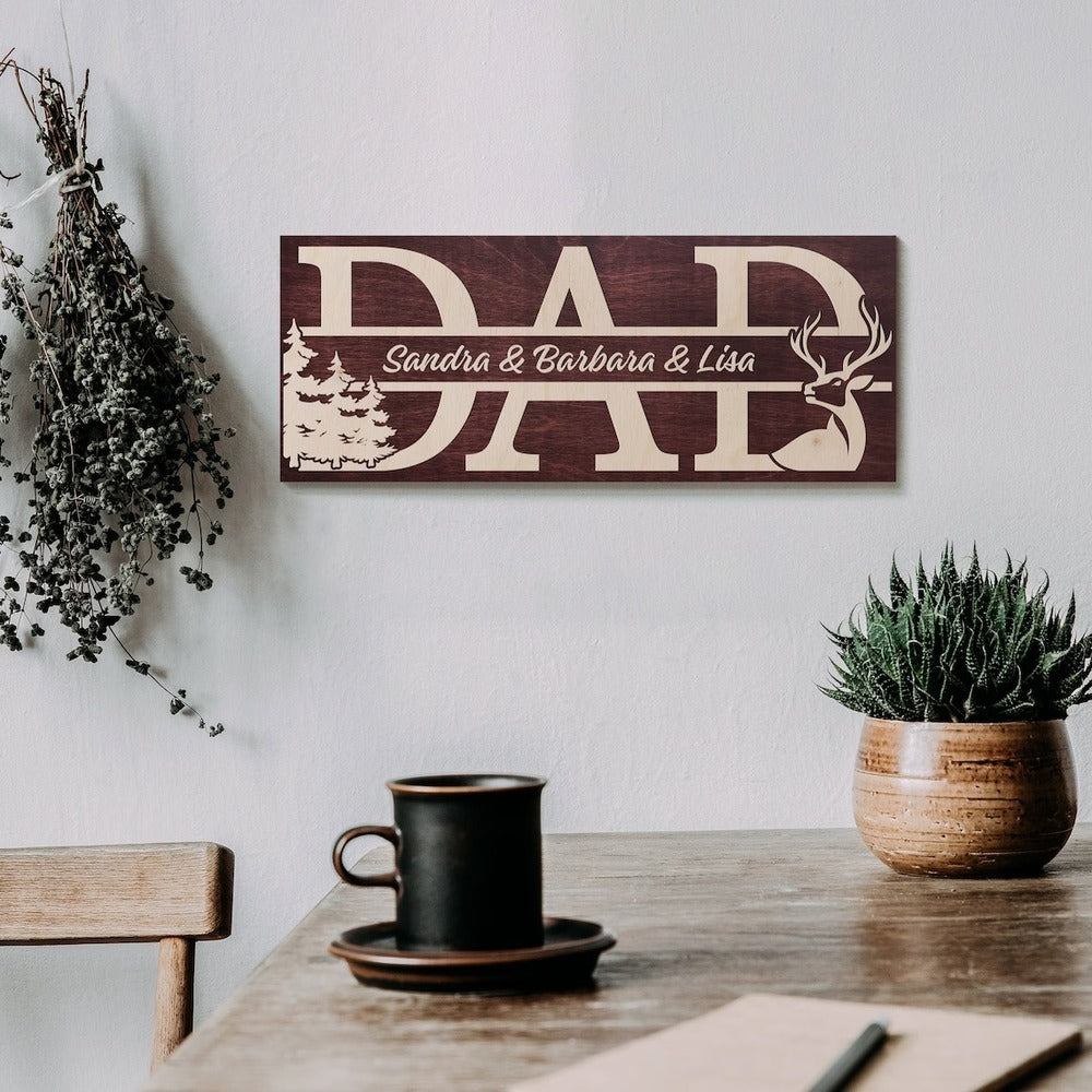 Personalized DAD Wooden Sign With Kids' Names - Father's Day Gift