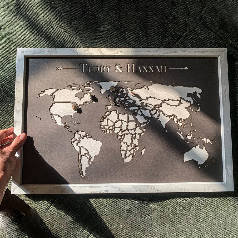 Personalized Paper Map with Personalized Milestone Pins - Anniversary Gift