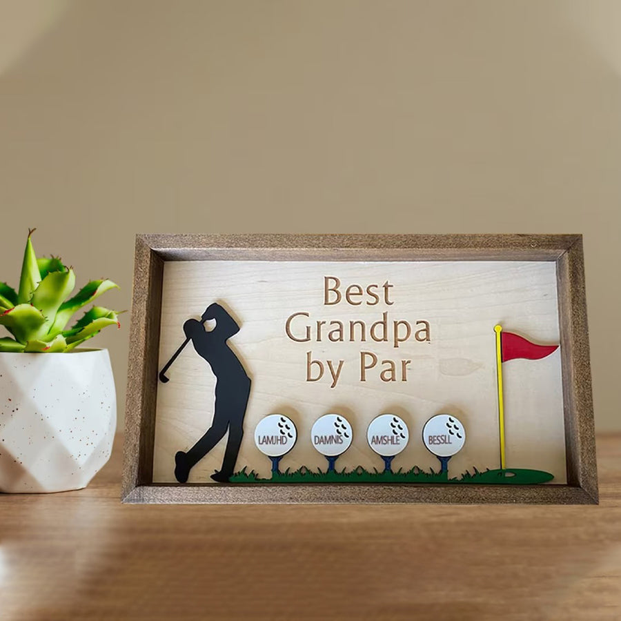 Best Dad By Par Wood Sign - Father's Day Gift