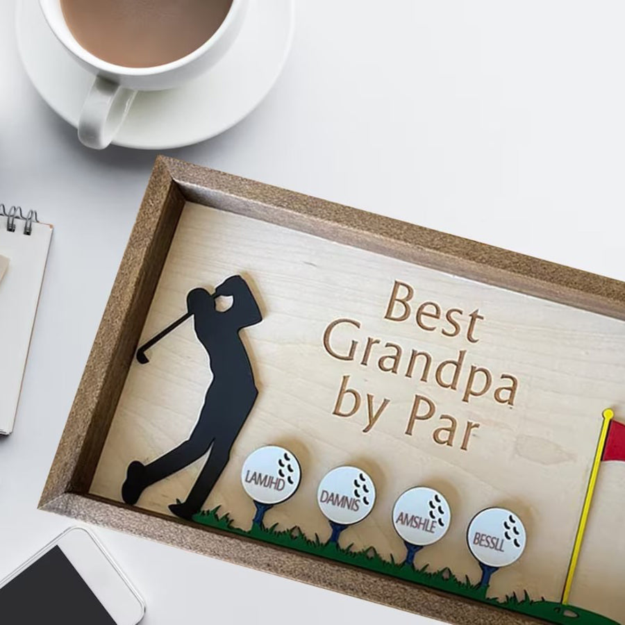 Best Dad By Par Wood Sign - Father's Day Gift