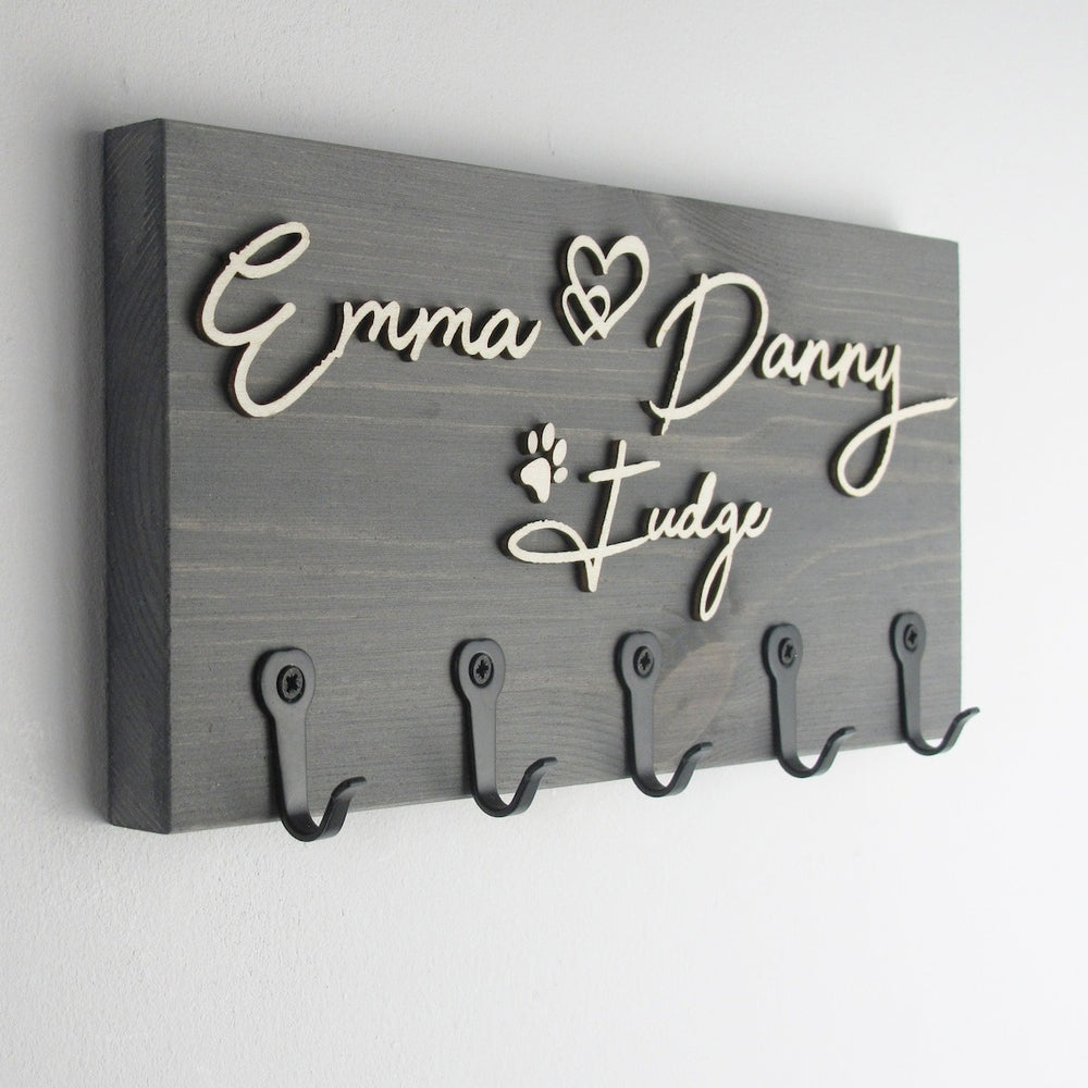Personalized Wooden Key Hanger With 2 Layers