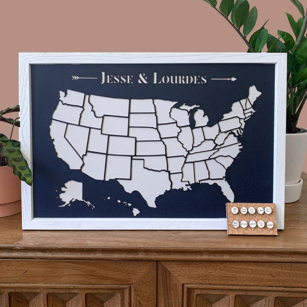 Personalized Paper Map with Personalized Milestone Pins - Anniversary Gift