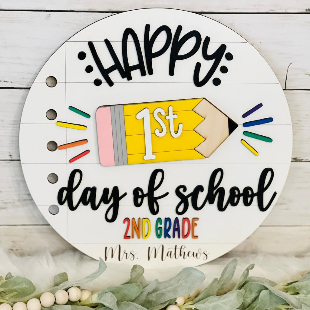 Personalized Wooden Interchangeable First Day/100th/Last Day of School Sign - Back to school Gift