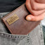 Personalized Leather Wallet With Wood Plate - Father's Day Gift