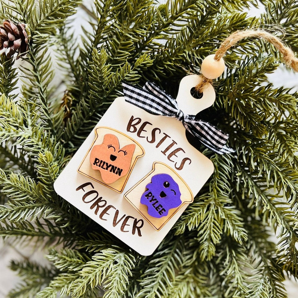Personalized peanut butter and jelly besties forever ornament - Christmas ornament for friends