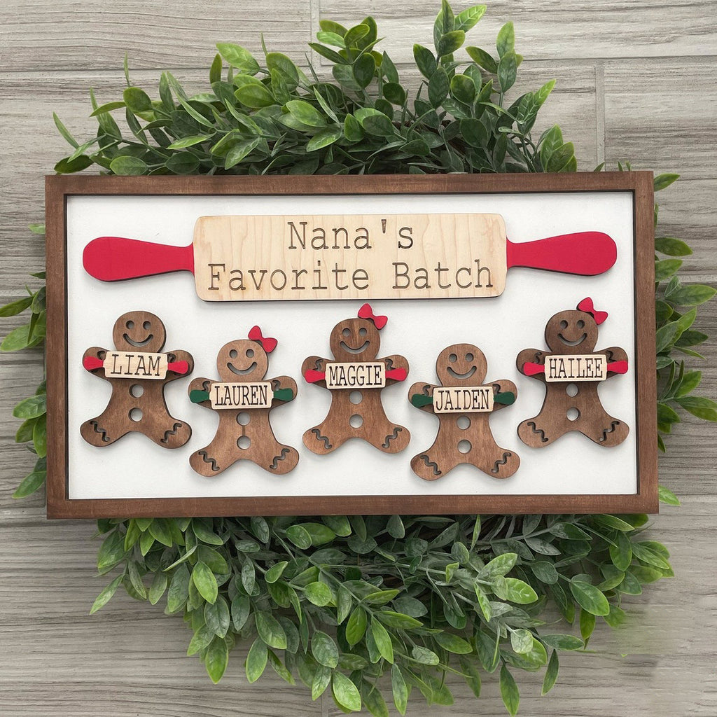 Personalized Wood Sign Gingerbread Family - Christmas Decoration