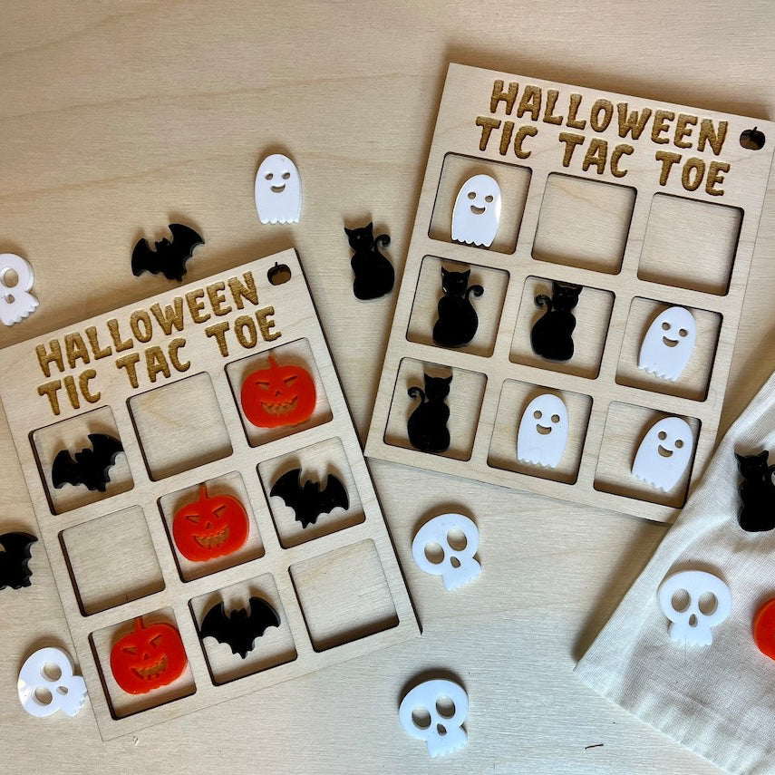 Wooden Tic Tac Toe Theme Halloween - Halloween Activities For Kids