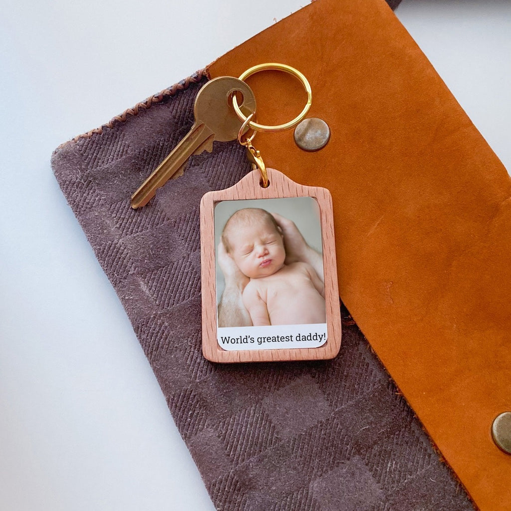 Personalized Wooden Keychain With Photo For Dad - Father's day Gift
