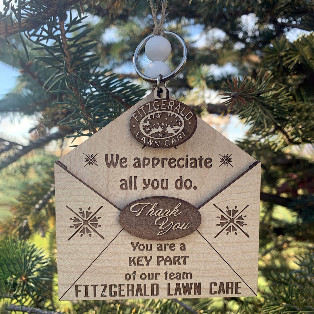 Personalized Wooden Company Gift Card Holder - Thank You Ornament
