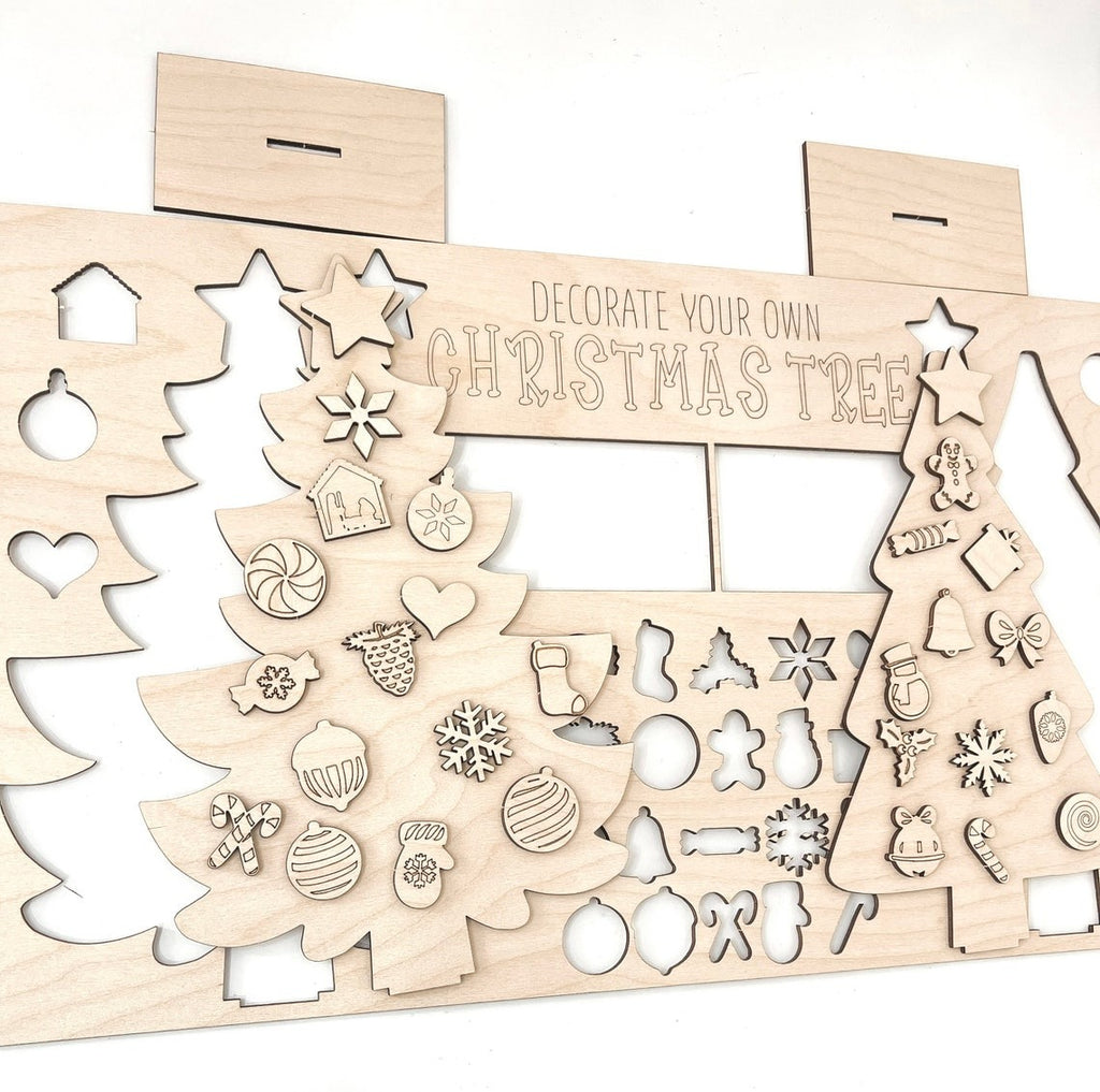 Wooden Decorate Your Own Christmas Tree - Cute Kid Christmas Activity, Holiday Craft