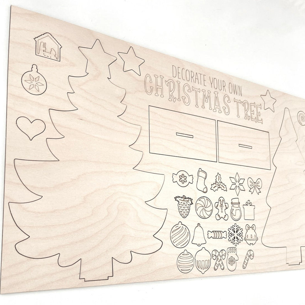 Wooden Decorate Your Own Christmas Tree - Cute Kid Christmas Activity, Holiday Craft