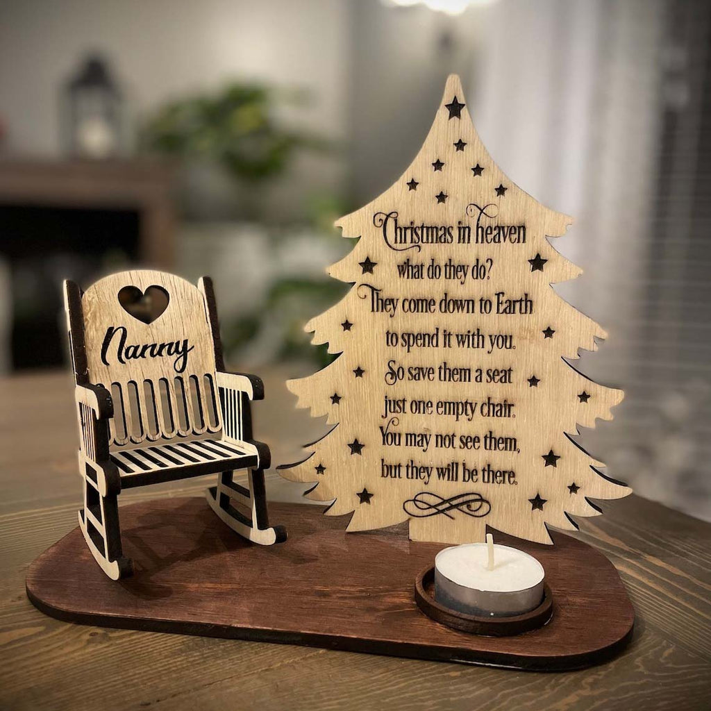 Christmas in Heaven, Christmas Rustic Memorial Candle Holder