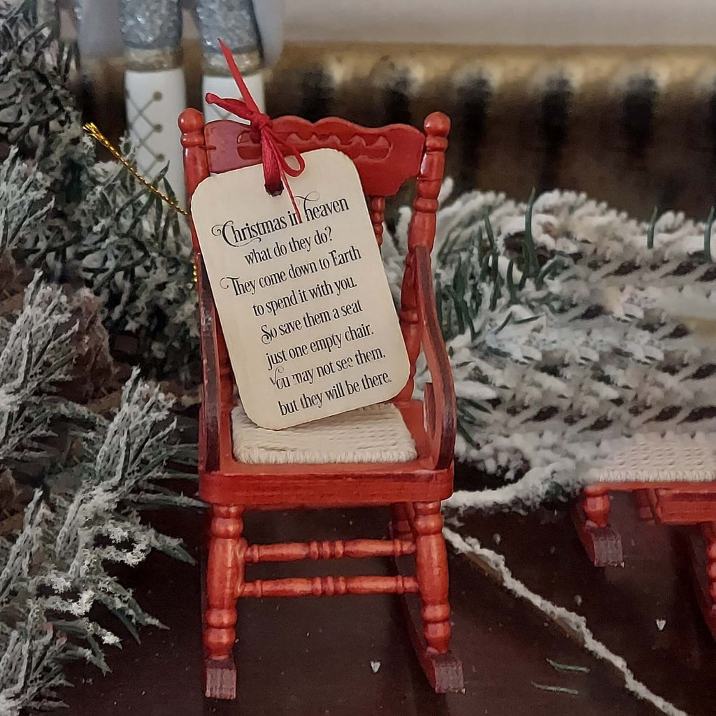 Wooden Rocking Chair, Christmas in Heaven Ornament Memorial