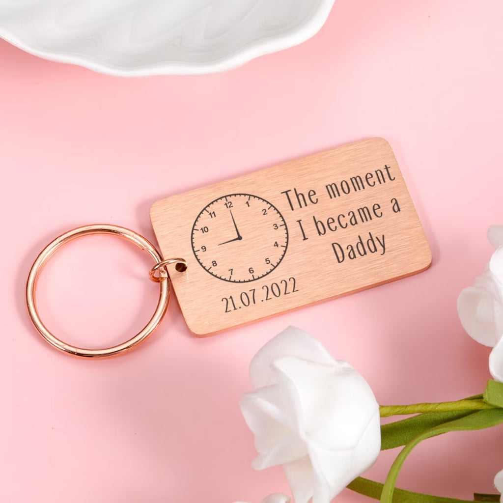 Personalized The Moment I Became a Daddy Keyring - Father's Day Gift