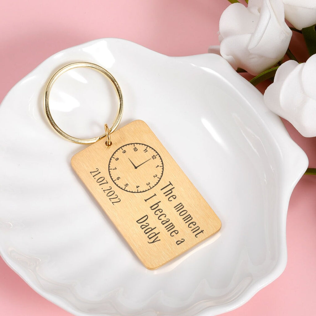 Personalized The Moment I Became a Daddy Keyring - Father's Day Gift