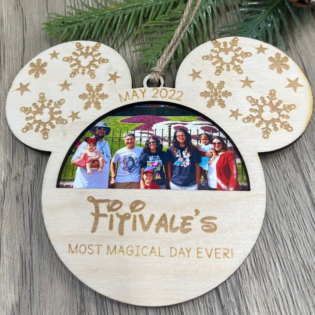 Personalized Wooden Mouse Photo Ornament, Magical Christmas Ornament