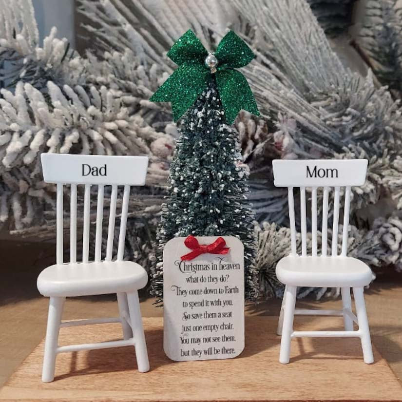Christmas in Heaven Memorial, Vintage Chair Christmas Display Set (Including Christmas Tree & Text Board)