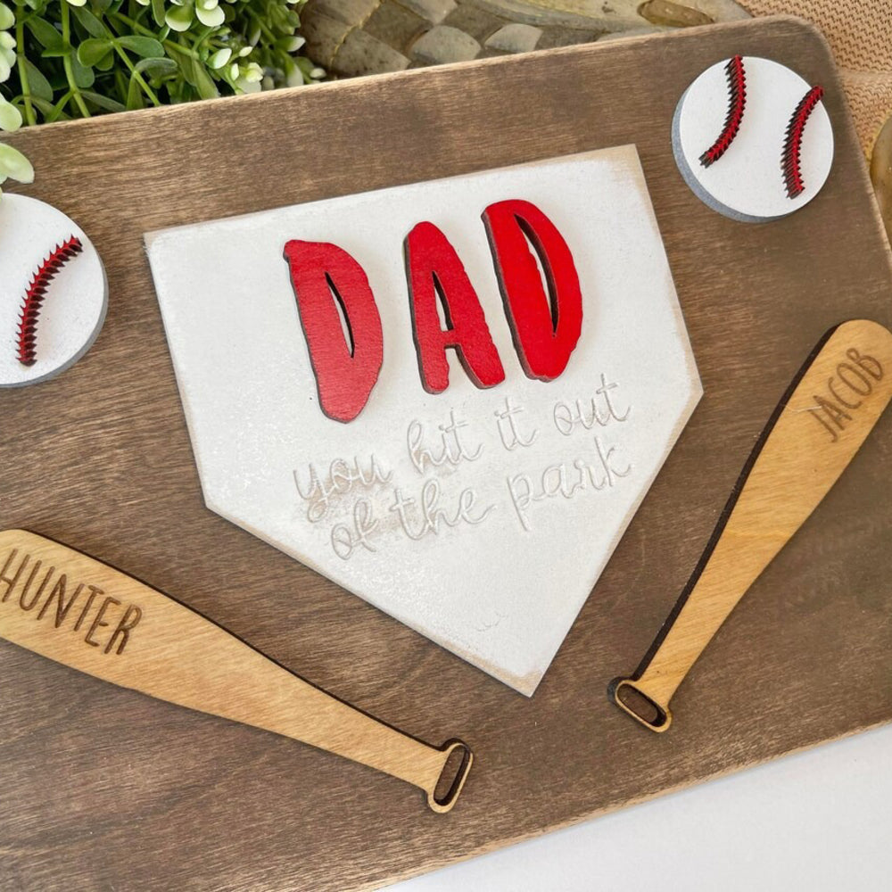 Personalized Baseball Wood Sign You Hit It Out Of The Park - Father's Day Gift