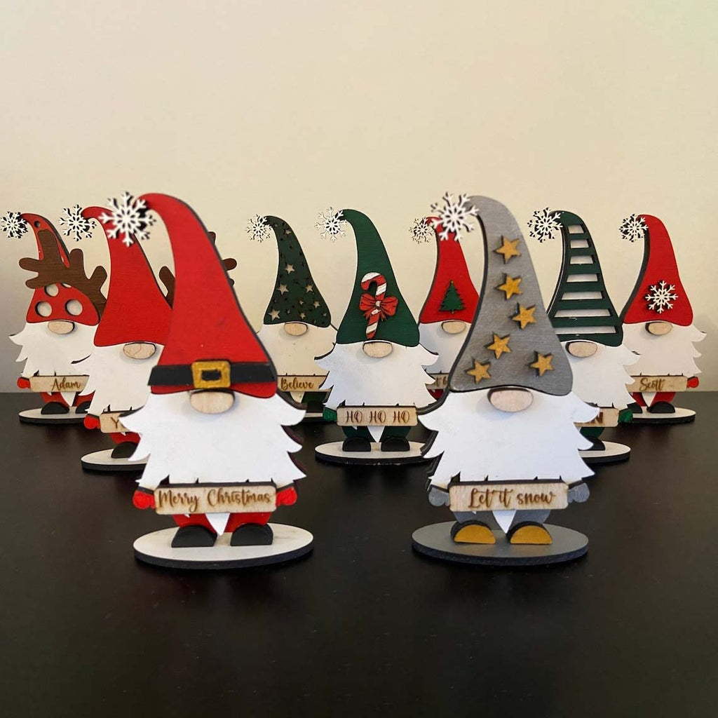 Personalized Christmas Gnomes Bundle With Stands