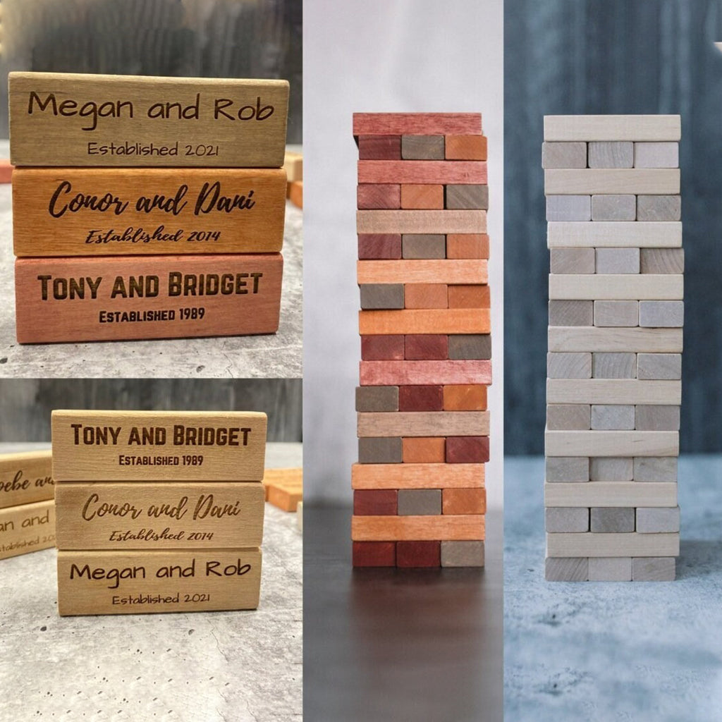 Personalized Engraved Wooden Jenga Block Tower - Custom Gift For Him, Gift For Her
