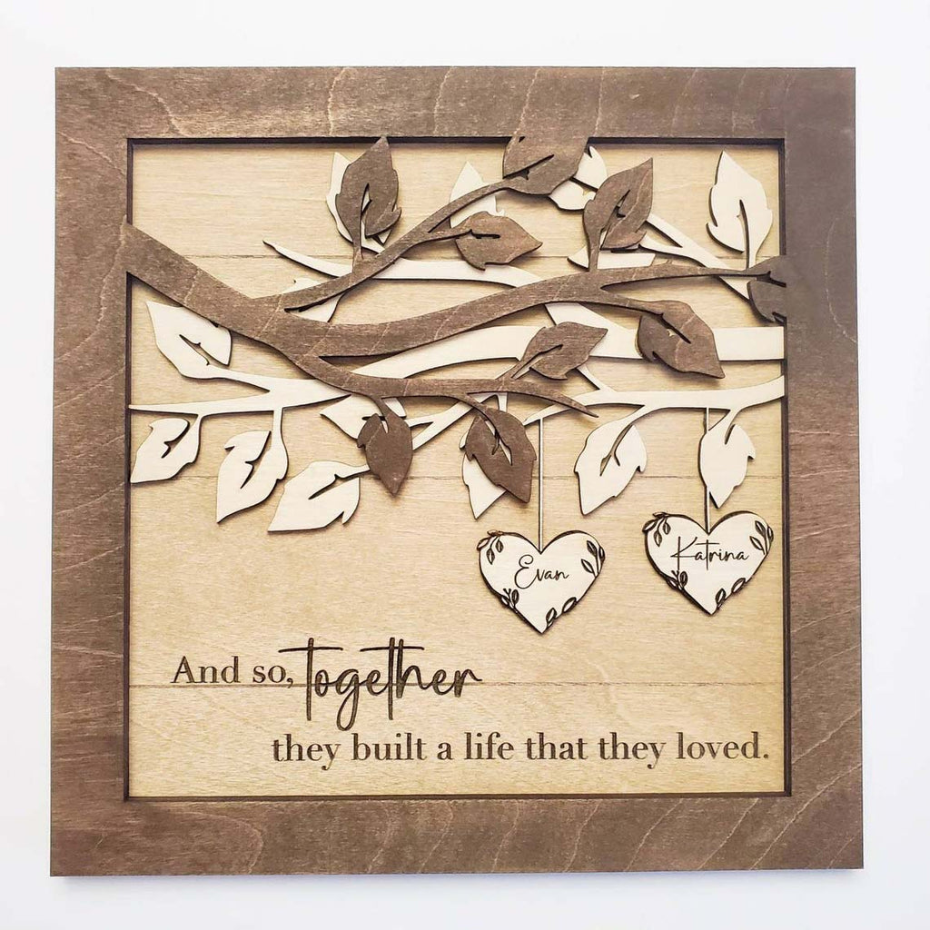Personalized Wooden Heart Sign - Gift For Couples