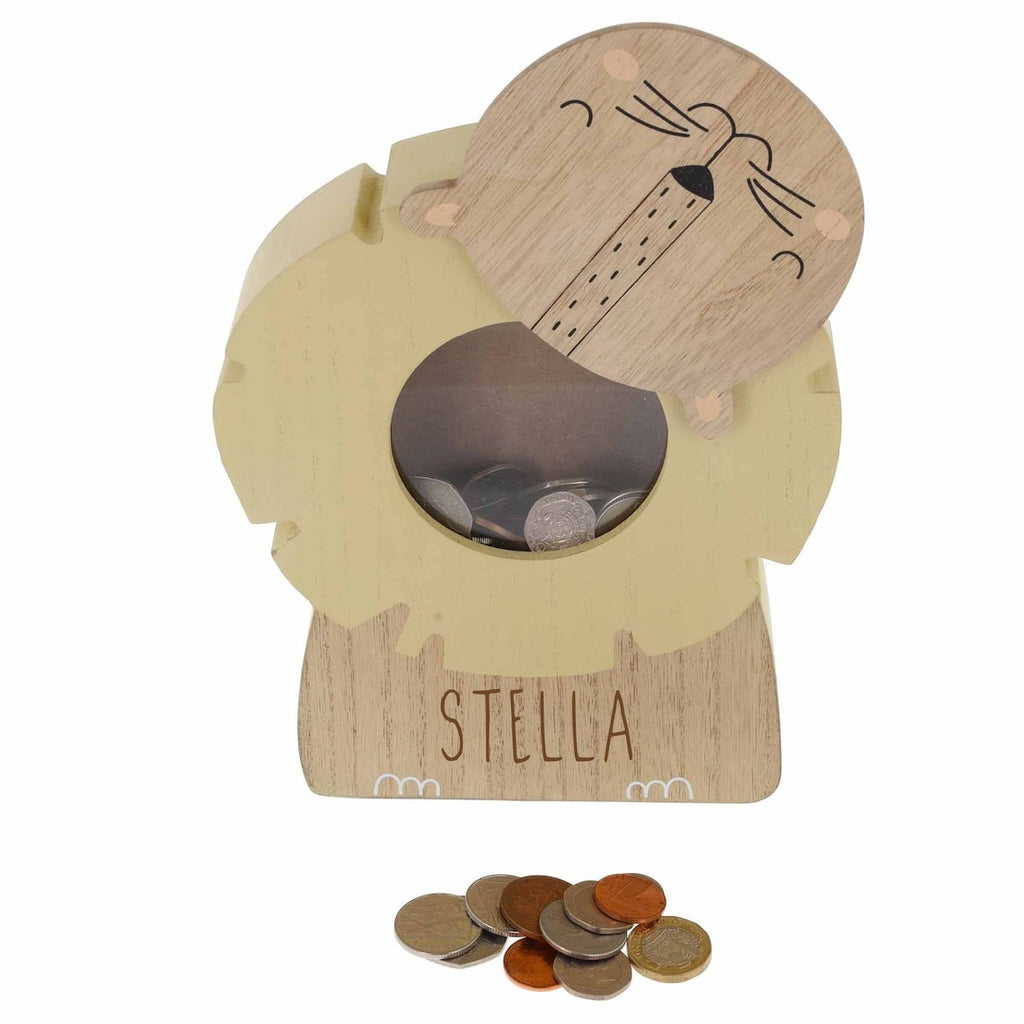 Personalized Wooden Animal Piggy Bank For Kids, Whale Lion Elephant Money Box - Christmas Gift For Kids