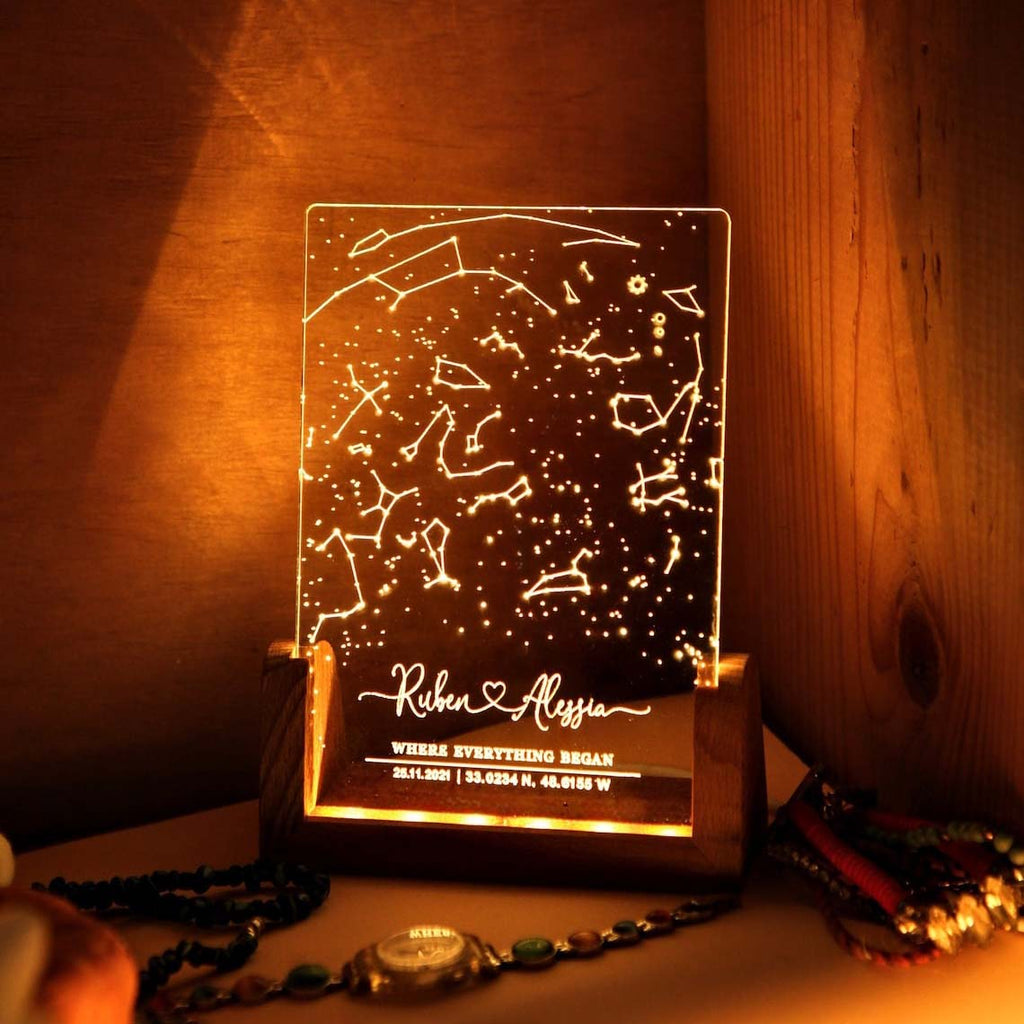 Personalized Constellation Chart Lamp - Gift Star Map on Night Light
