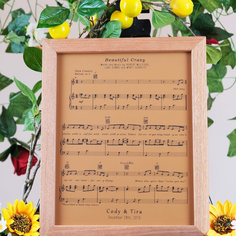Personalized Leather Music Sheet Of Our Song - Anniversary Gift