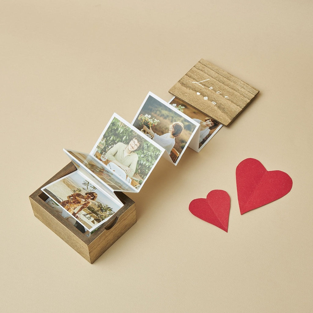 Custom pull out wooden memory box - box of photos for couple