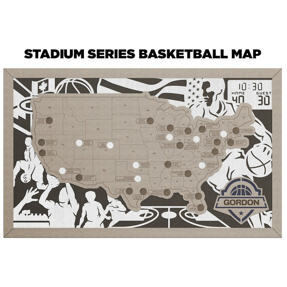 Custom Basketball Stadium Travel Map Tracker