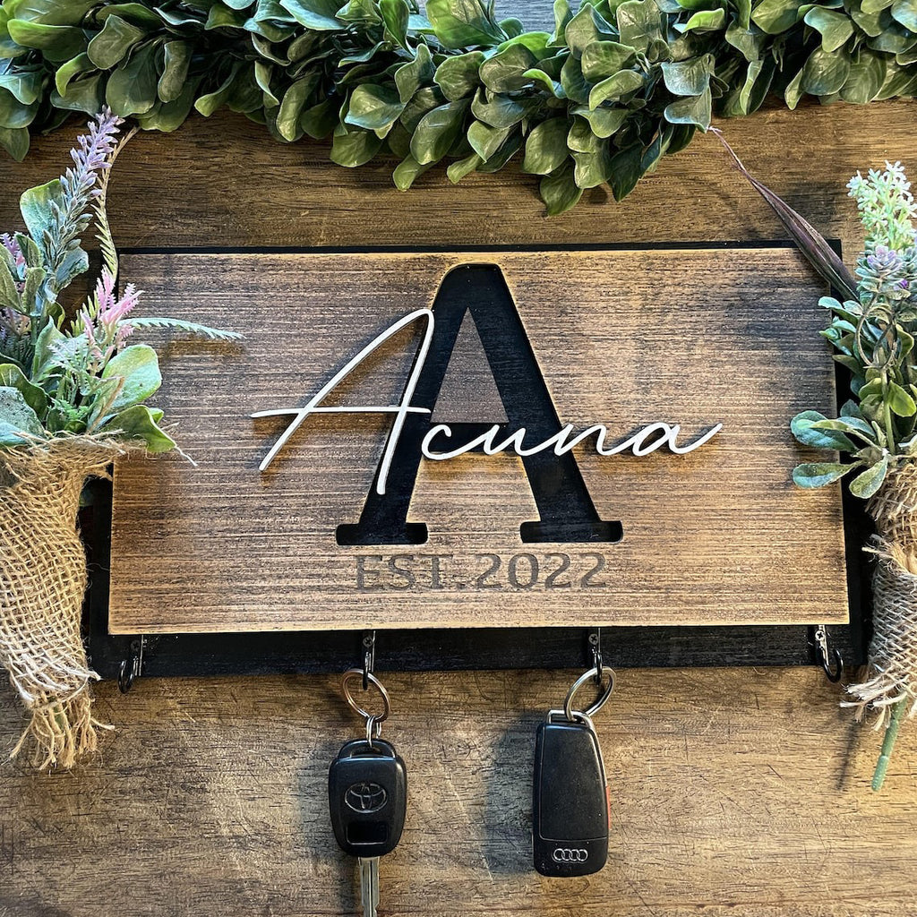 Personalized Wooden Rustic Key Holder With Last Name - Perfect gift for every occasion