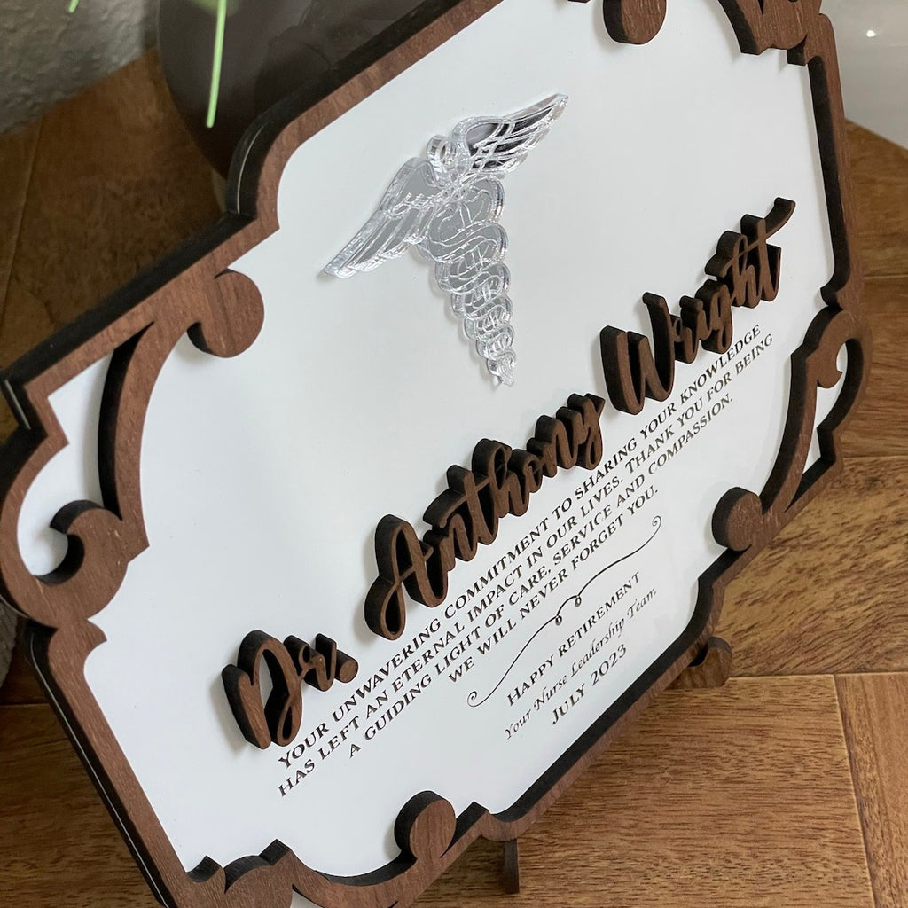 Personalized Wooden Medical Retirement Gift, Desk Sign Gift