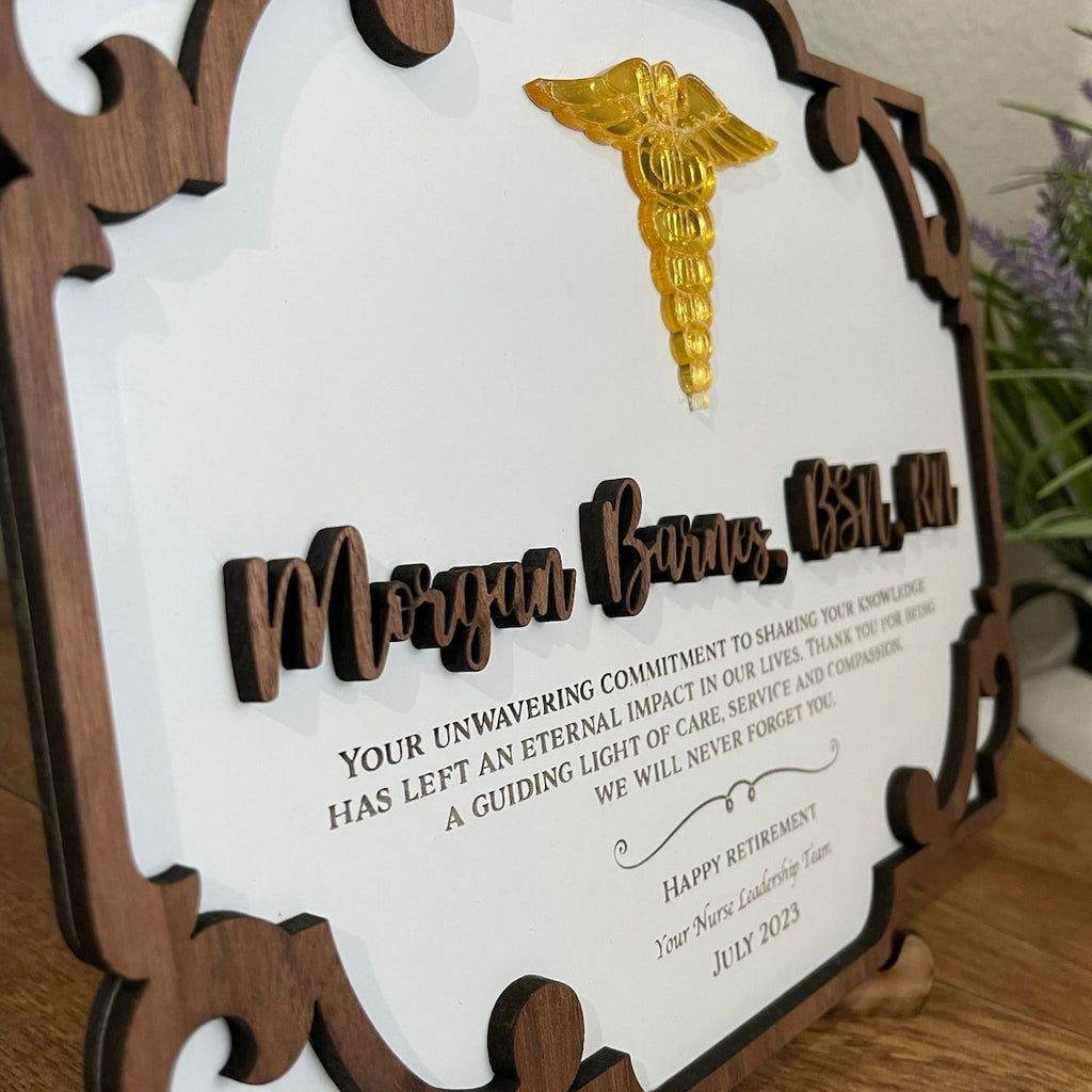 Personalized Wooden Medical Retirement Gift, Desk Sign Gift