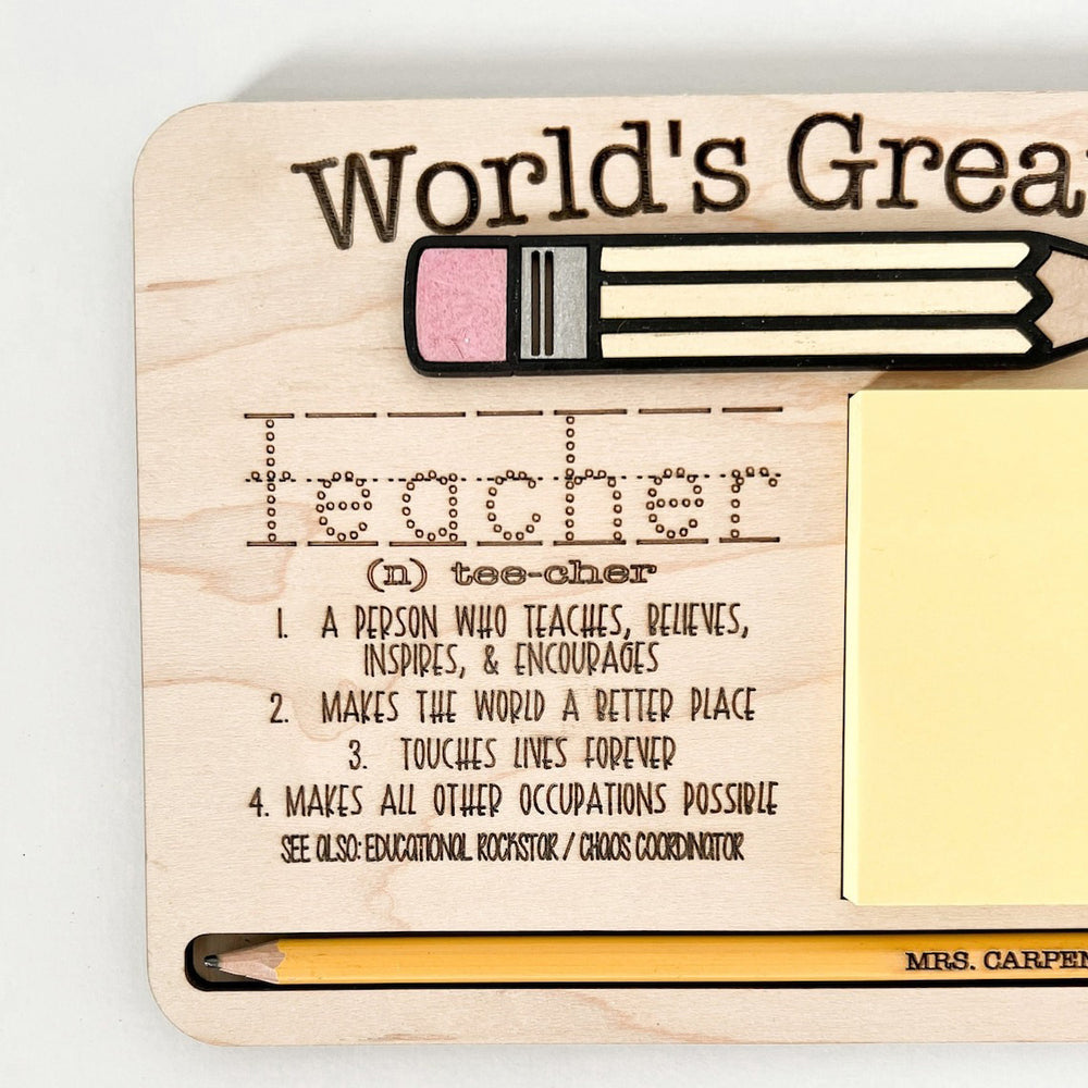 Personalized Greatest Teacher Sticky Note Holder - Gift For Teacher