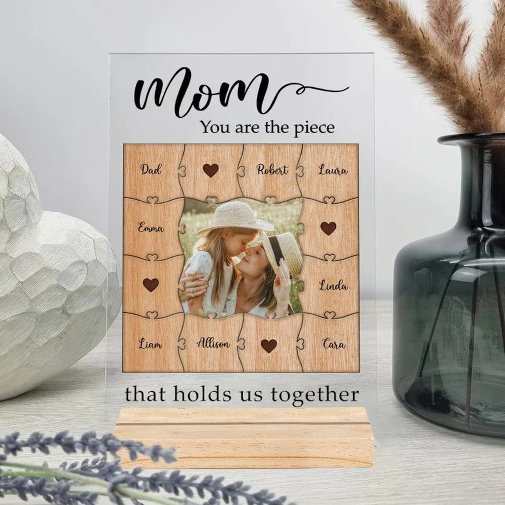 Personalized Photo Floating Wooden Frame - Gift For Mom
