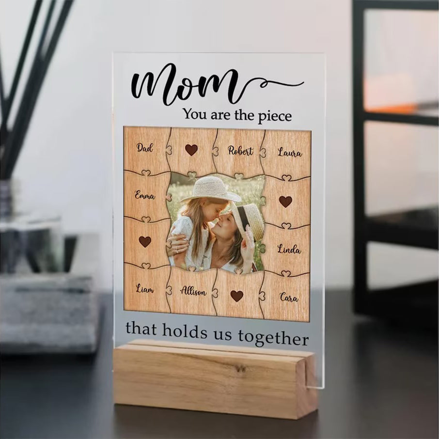 Personalized Photo Floating Wooden Frame - Gift For Mom