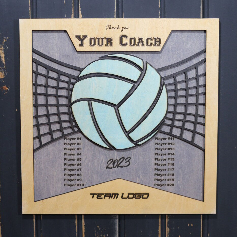 Personalized Thank You Coach Wood Sign With Players' Names - Christmas Gift For Volleyball Coach