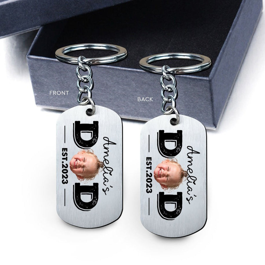 Customized DAD keychain with kid's face photo - Father's day gift