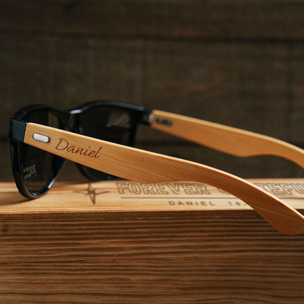 Personalized Sunglasses With Wooden Box - Father's Day Gift